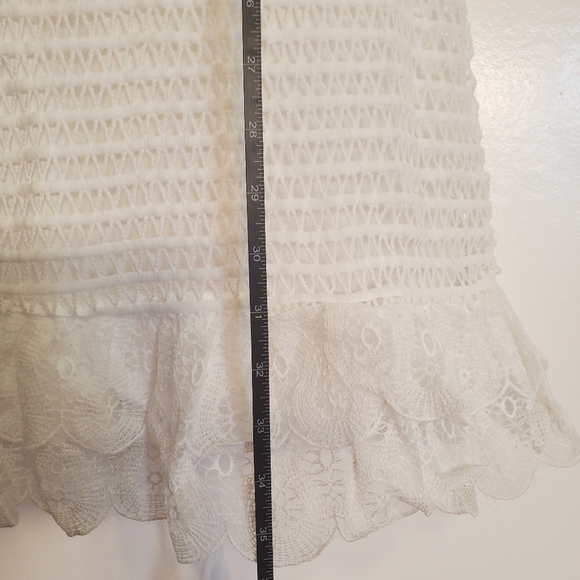 Parisian White Crochet Lace Ruffle Mini Dress - Picture 7 of 8